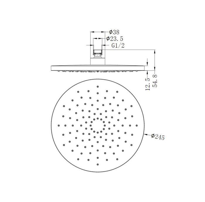 Nero ABS 250mm Round Shower Head Matte Black showers Nero