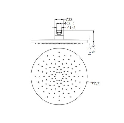 Nero ABS 250mm Round Shower Head Matte Black showers Nero