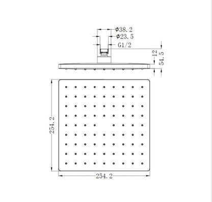 Nero ABS 250mm Square Shower Head Matte Black showers Nero