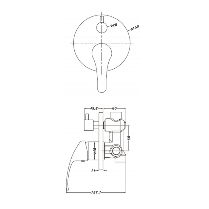 Nero Classic Shower Mixer with Divertor Tapware Nero