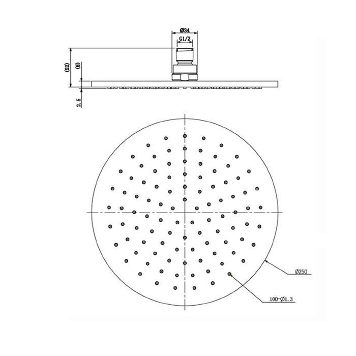Nero 250mm Round Overhead Shower Set Chrome Showers Nero