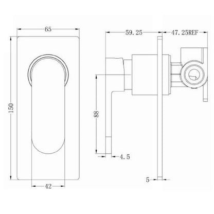 Nero Ecco Shower Mixer Brushed Nickel Tapware Nero