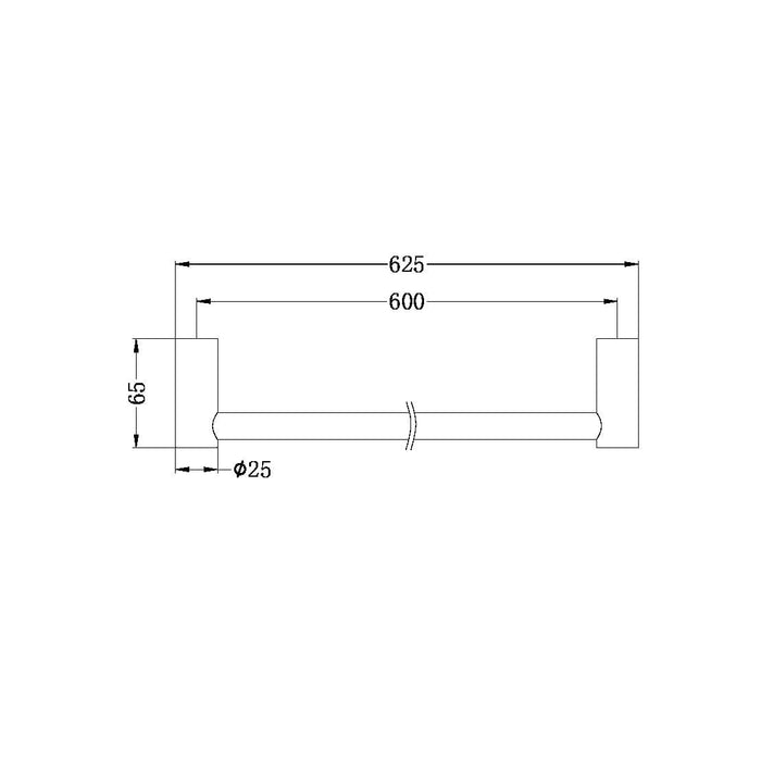 Nero MECCA Single Towel Rail 600MM Brushed Nickel 2324-BN Accessories Nero
