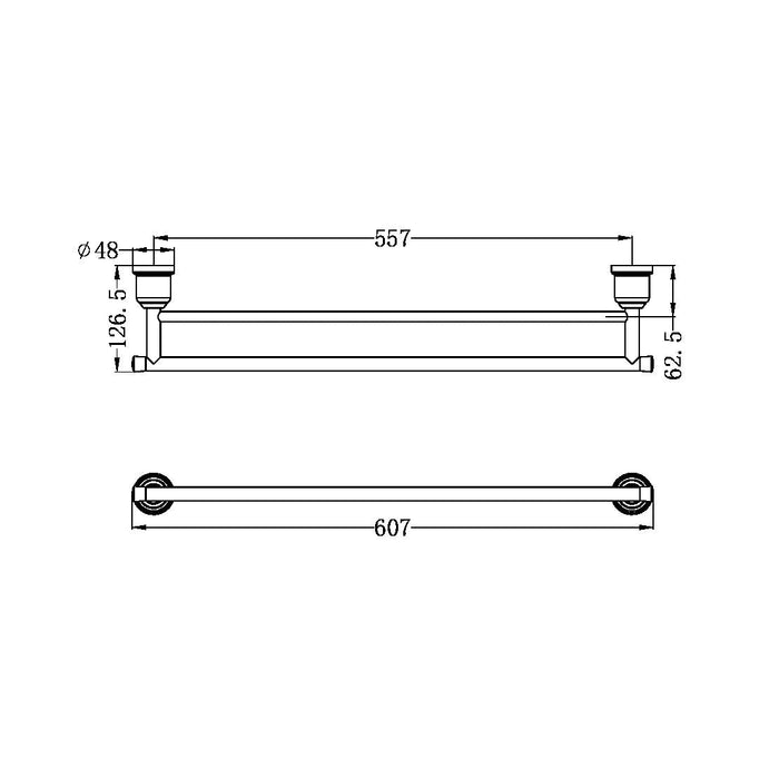 Nero York Double Towel Rail Chrome 600MM 6924D-CH Accessories Nero