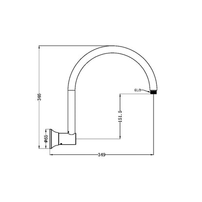 Nero York Shower Arm Matte Black Showers Nero