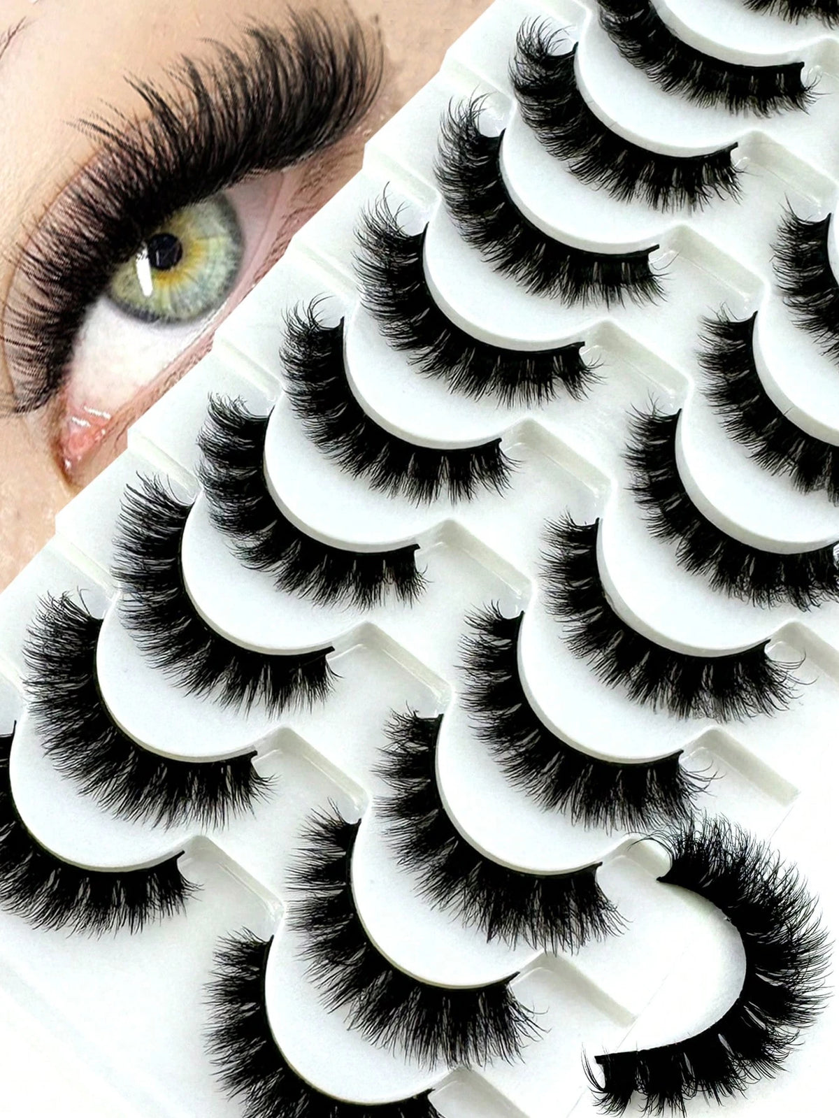 New 10 Pairs 6D Fluffy False Eyelashes, Soft And Fluffy, Handmade, Reusable, Short Natural Style, Dense 3D Faux Mink Eyelashes, 3D Cilioss False Eyelashes