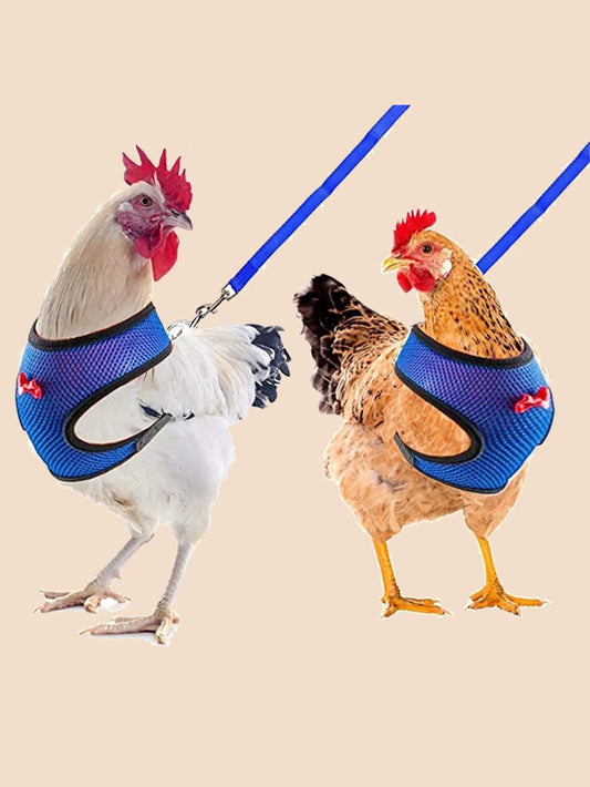 New Design Poultry Harness With Leash For Goose Chicken And Duck, Comfortable, Breathable And Adjustable. 1pc Harness+1pc Leash