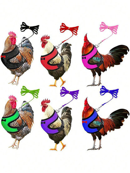 New Design Poultry Harness With Leash For Goose Chicken And Duck, Comfortable, Breathable And Adjustable. 1pc Harness+1pc Leash