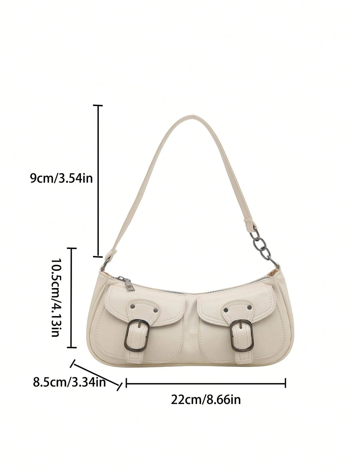 New Fashion Double Pocket Decor Tote Shoulder Bag, Suitable For Parties, Outings, Vacations, Shopping And Daily Use, Can Hold Coins, Phones, Also Suitable As Work Bag For Office Ladies, College Studen