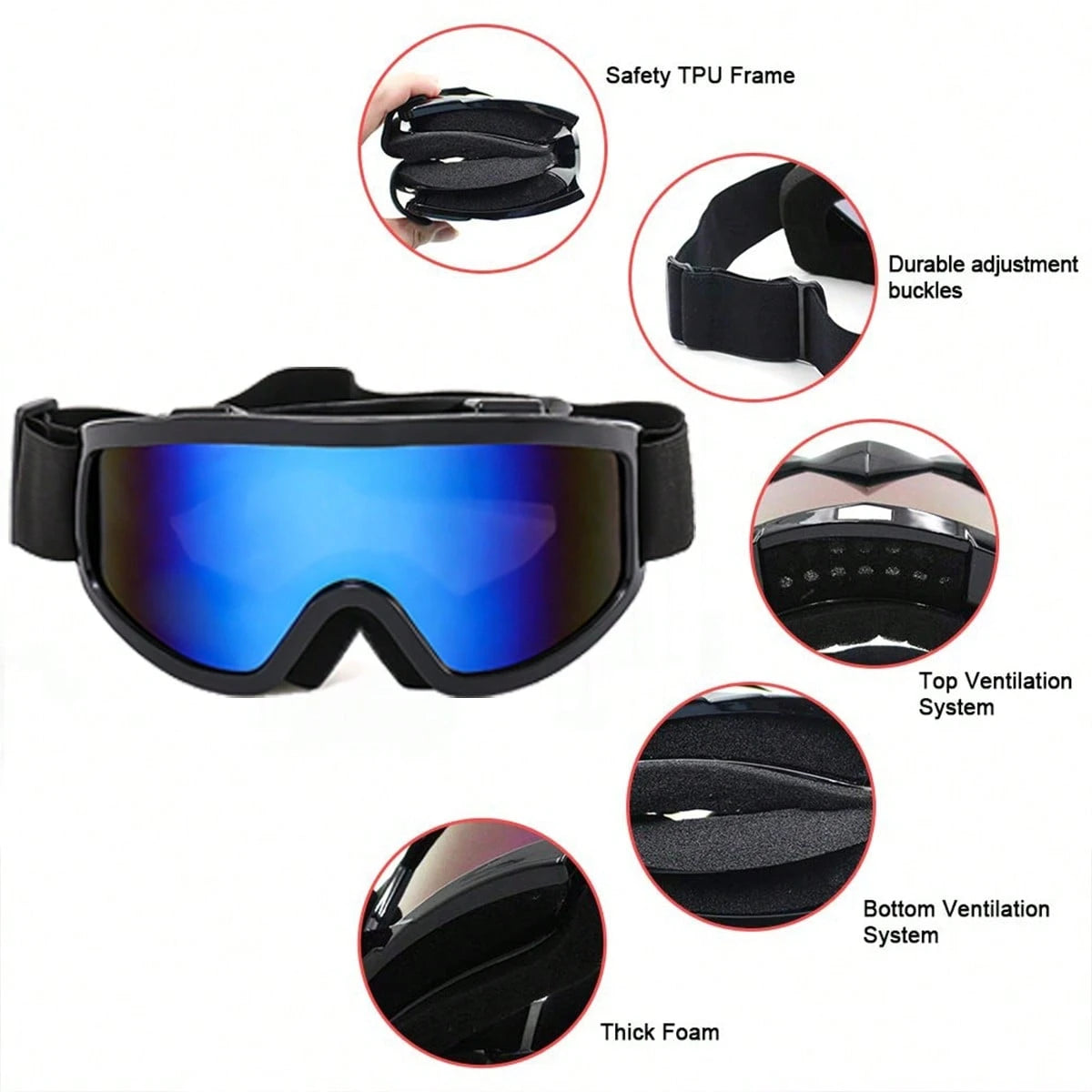 New Large Frame Men's Ski Riding Climbing Anti-Wind Goggles, Anti-Wind And Ski Glasses Easy Comfort Casual Outfits Outdoor Cycling Glasses For Summer Beach Vacation,Outdoor,Travel Fall