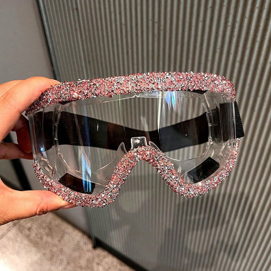 New Luxury Diamond Goggles For Mountain Climbing, Sand And Dust Prevention, Cycling Glasses With Large Frames, Sponge Silicone Ski Goggles