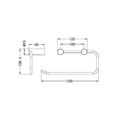 New Mecca Hand Towel Rail BRUSHED NICKEL 2380-BN Accessories Nero