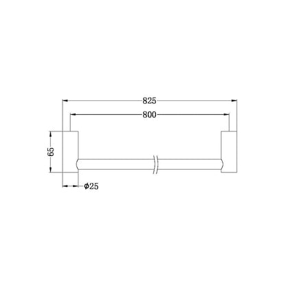 New MECCA Single Towel Rail 800MM Matte Black 2330-MB Accessories Nero