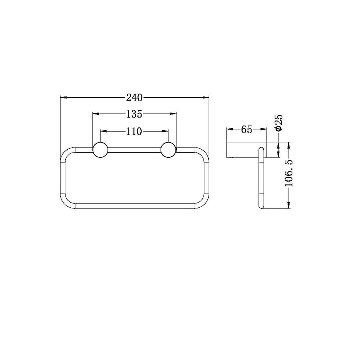 New Mecca Towel Ring Brushed Nickel 2380A-BN Accessories Nero