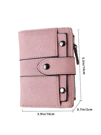 New Retro Frosted Mini Women's Student Wallet With Three-Fold And Stud Buckle Card Holder Gift Bag Present Hot Pink School Supplies Teacher Gifts Back To School For Women Wallet Purse Wallet Small Wal