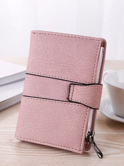 New Retro Frosted Mini Women's Student Wallet With Three-Fold And Stud Buckle Card Holder Gift Bag Present Hot Pink School Supplies Teacher Gifts Back To School For Women Wallet Purse Wallet Small Wal