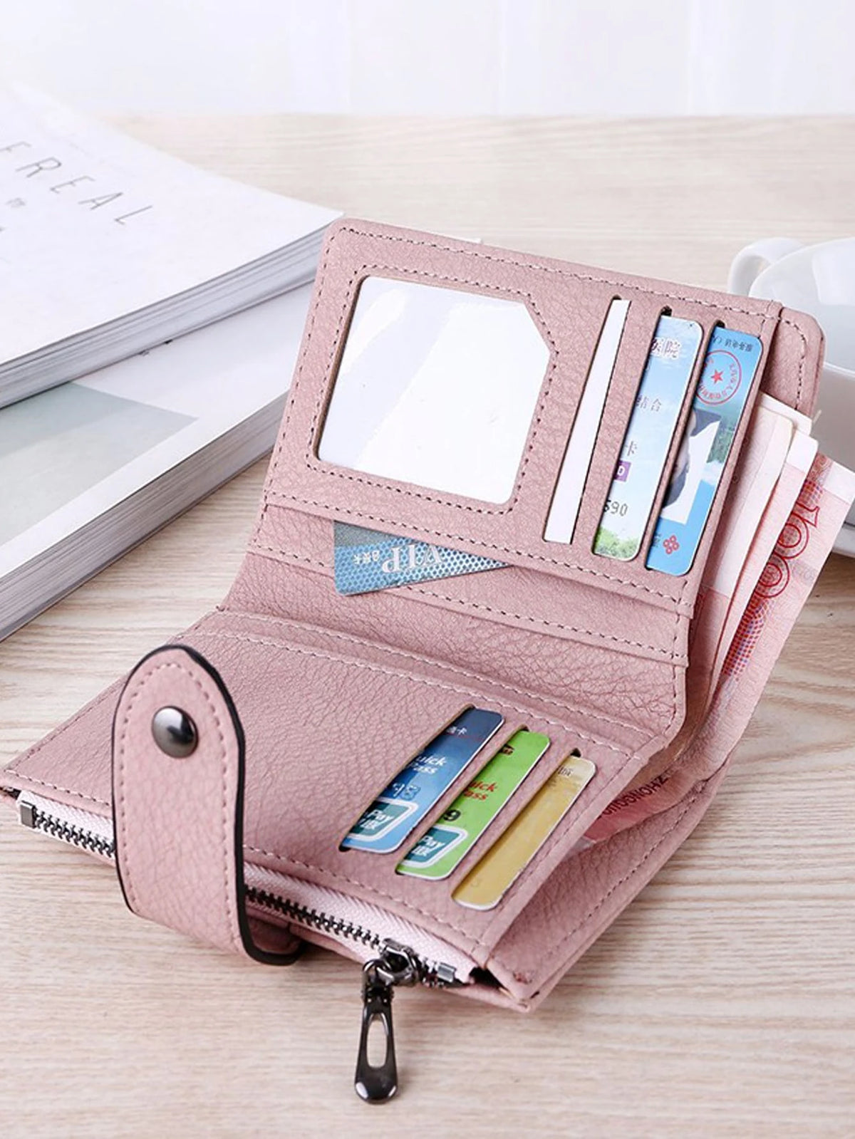 New Retro Frosted Mini Women's Student Wallet With Three-Fold And Stud Buckle Card Holder Gift Bag Present Hot Pink School Supplies Teacher Gifts Back To School For Women Wallet Purse Wallet Small Wal