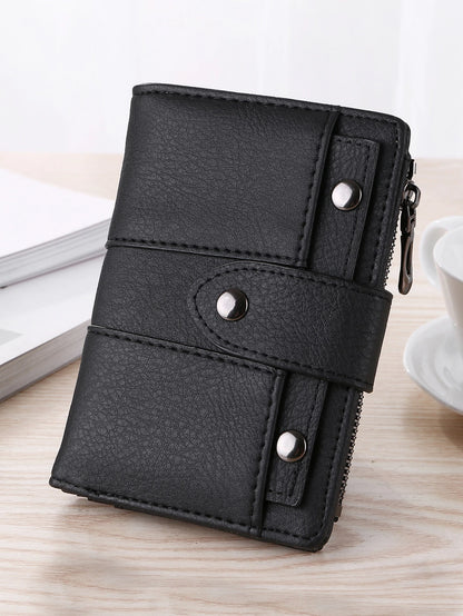 New Retro Frosted Mini Women's Student Wallet With Three-Fold And Stud Buckle Card Holder Gift Bag Present Hot Pink School Supplies Teacher Gifts Back To School For Women Wallet Purse Wallet Small Wal