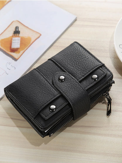 New Retro Frosted Mini Women's Student Wallet With Three-Fold And Stud Buckle Card Holder Gift Bag Present Hot Pink School Supplies Teacher Gifts Back To School For Women Wallet Purse Wallet Small Wal