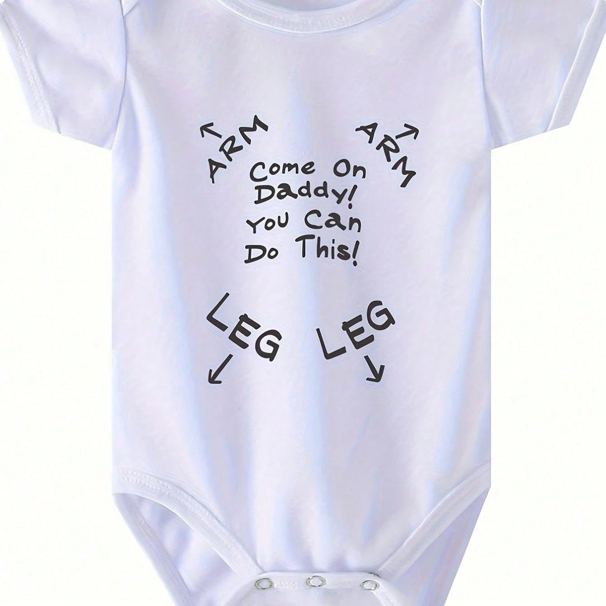 New Style, Dad, Come On! You Can Do It. Short-Sleeved Jumpsuit, Letter-Printed Baby Dress, Suitable For Outdoor Use