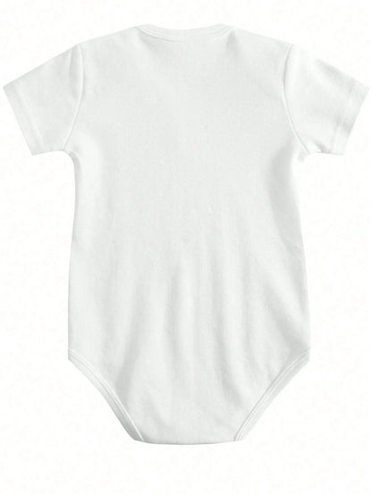 New Style, Dad, Come On! You Can Do It. Short-Sleeved Jumpsuit, Letter-Printed Baby Dress, Suitable For Outdoor Use