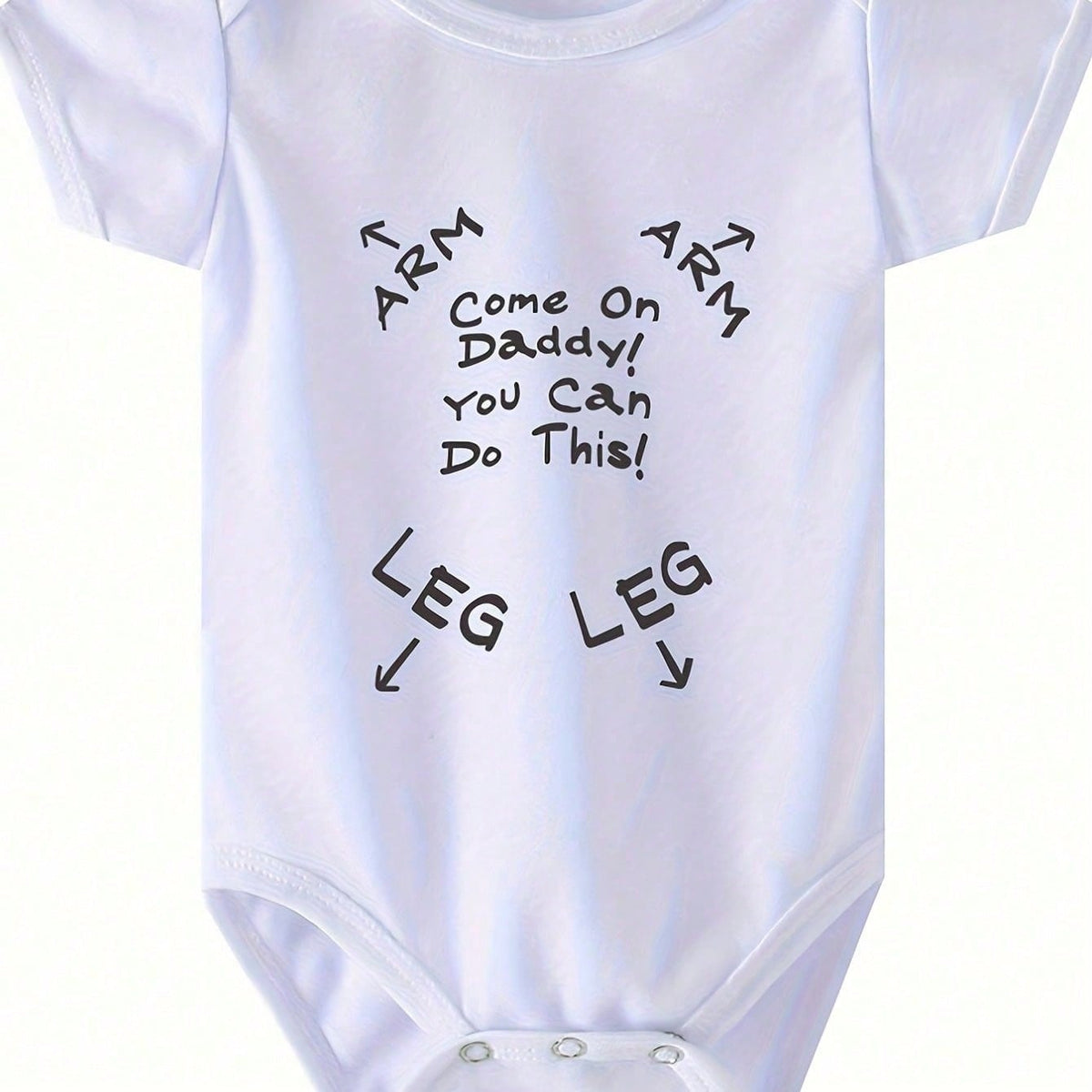 New Style, Dad, Come On! You Can Do It. Short-Sleeved Jumpsuit, Letter-Printed Baby Dress, Suitable For Outdoor Use