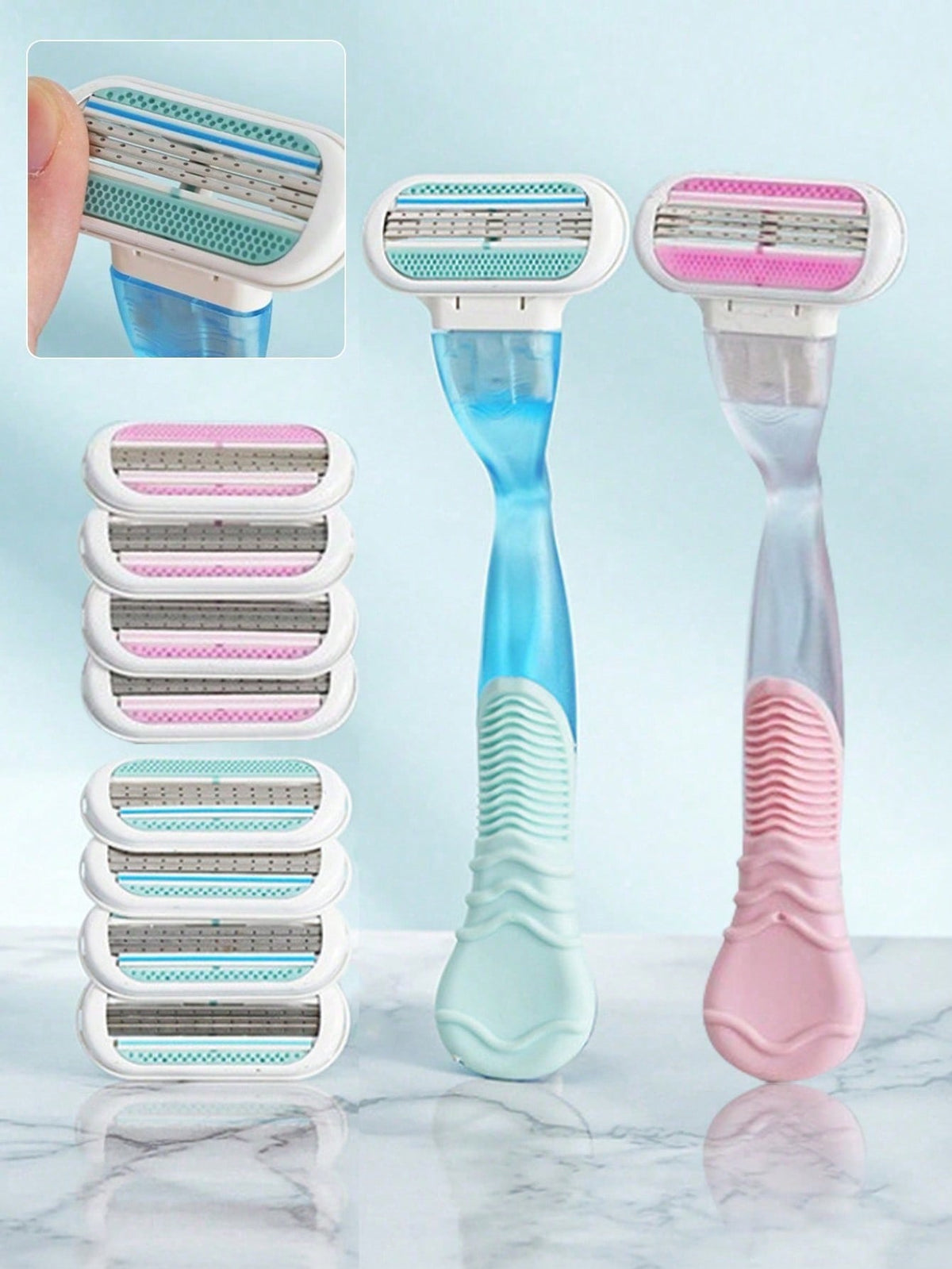 New Venus Compatible Women'S Safety Razor Blades, Oil-Free, For Face/Leg/Armpit/Bikini, Suitable For Combination Skin, Hair Removal Shaving Accessories1 Handle + 4 Knife Heads/ 4 Knife Heads, Women's