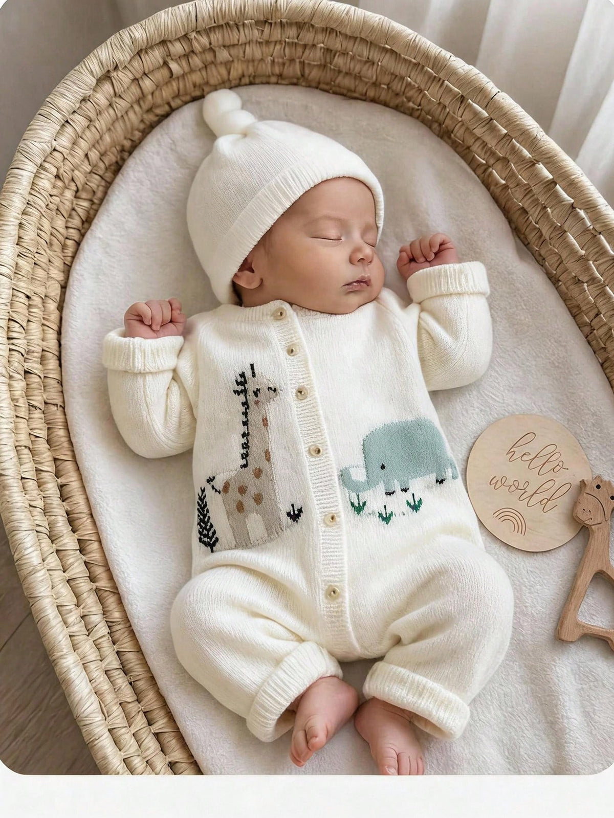 Newborn Baby Autumn/Winter Cute Cartoon Pattern Long Sleeve Sweater Romper