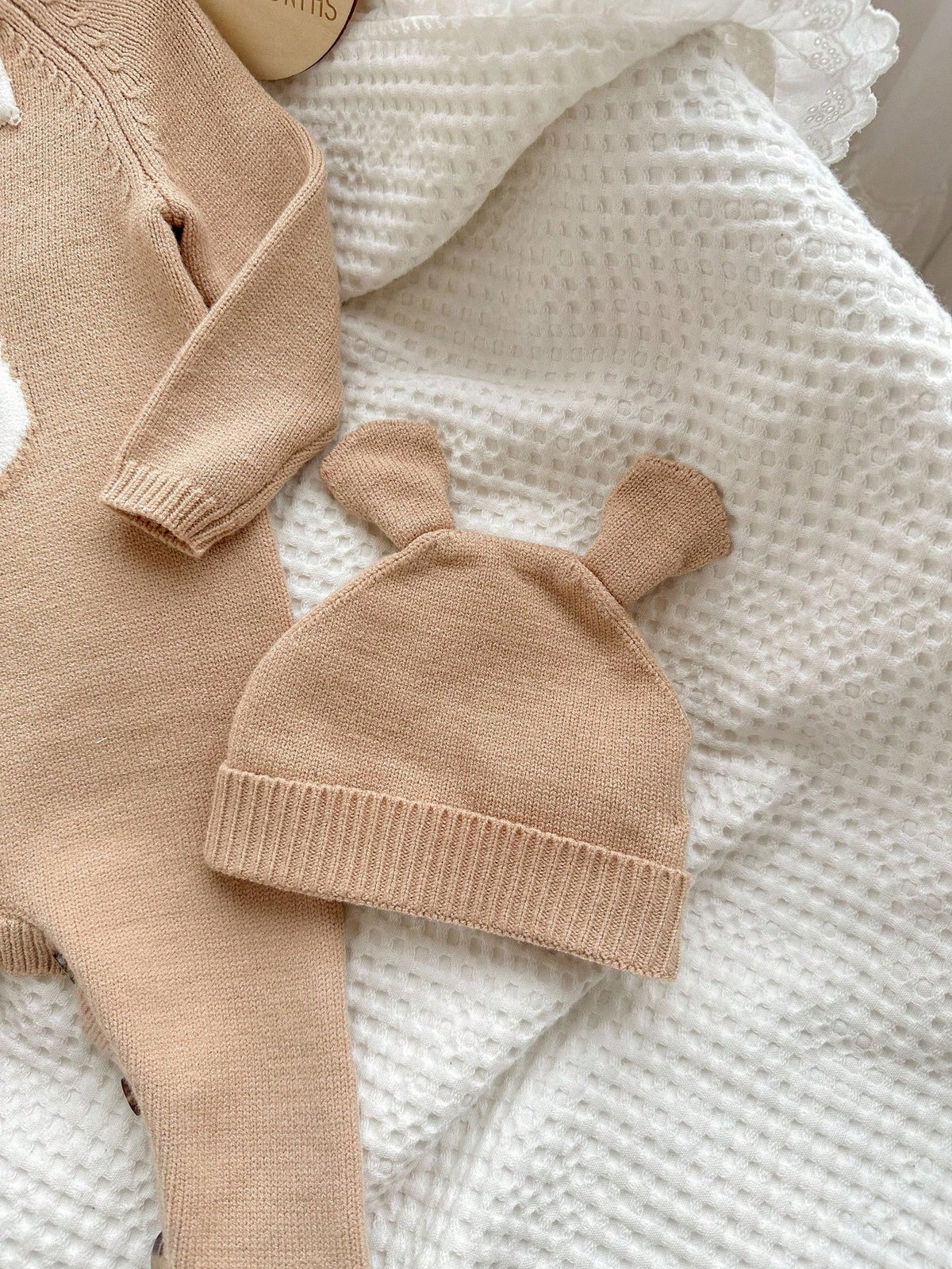 Newborn Baby Girls Cute Cartoon Bear Hooded Romper With Hat, Autumn/Winter Fall