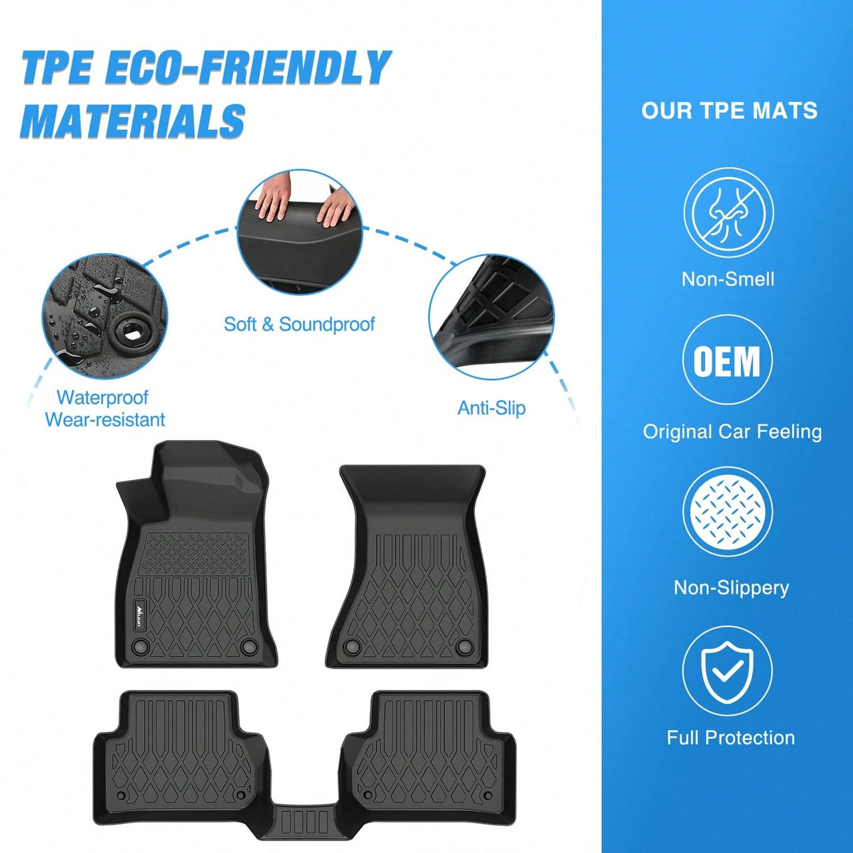 Nilight Luxury TPE Floor Mats Compatible With Audi A5 2025, Waterproof Anti-Slip Car Interior Decor, All Season Floor Liners