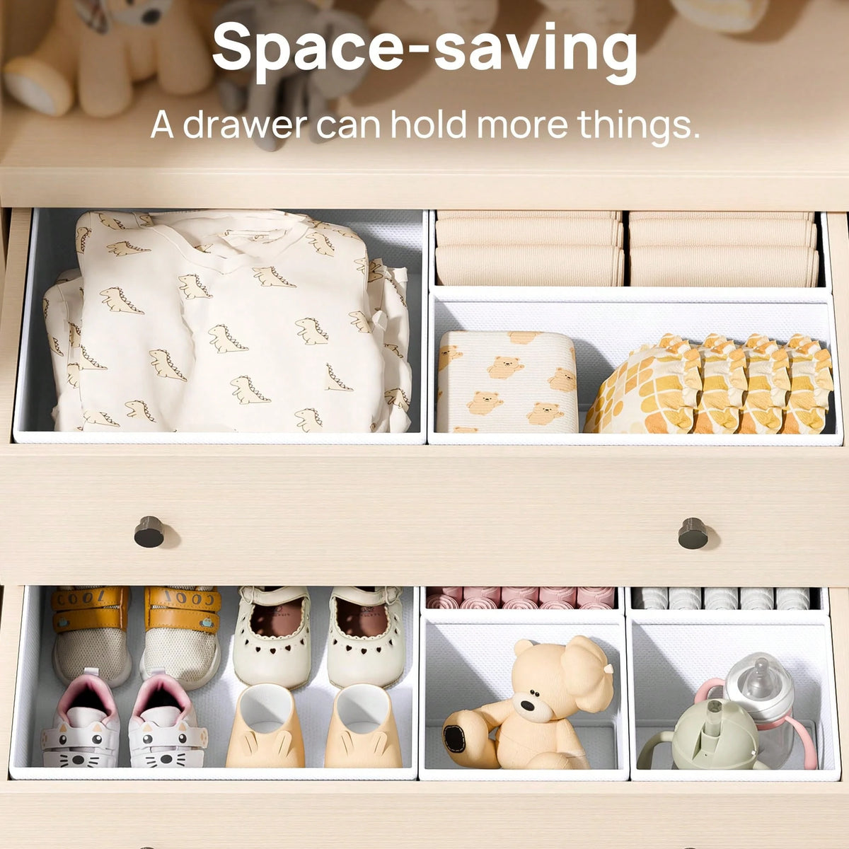 Oaoleer 12 Pack Baby Clothes Organizer, Dresser Drawer Organizer For Baby Clothing, Foldable Fabric Closet Drawer Storage Bins