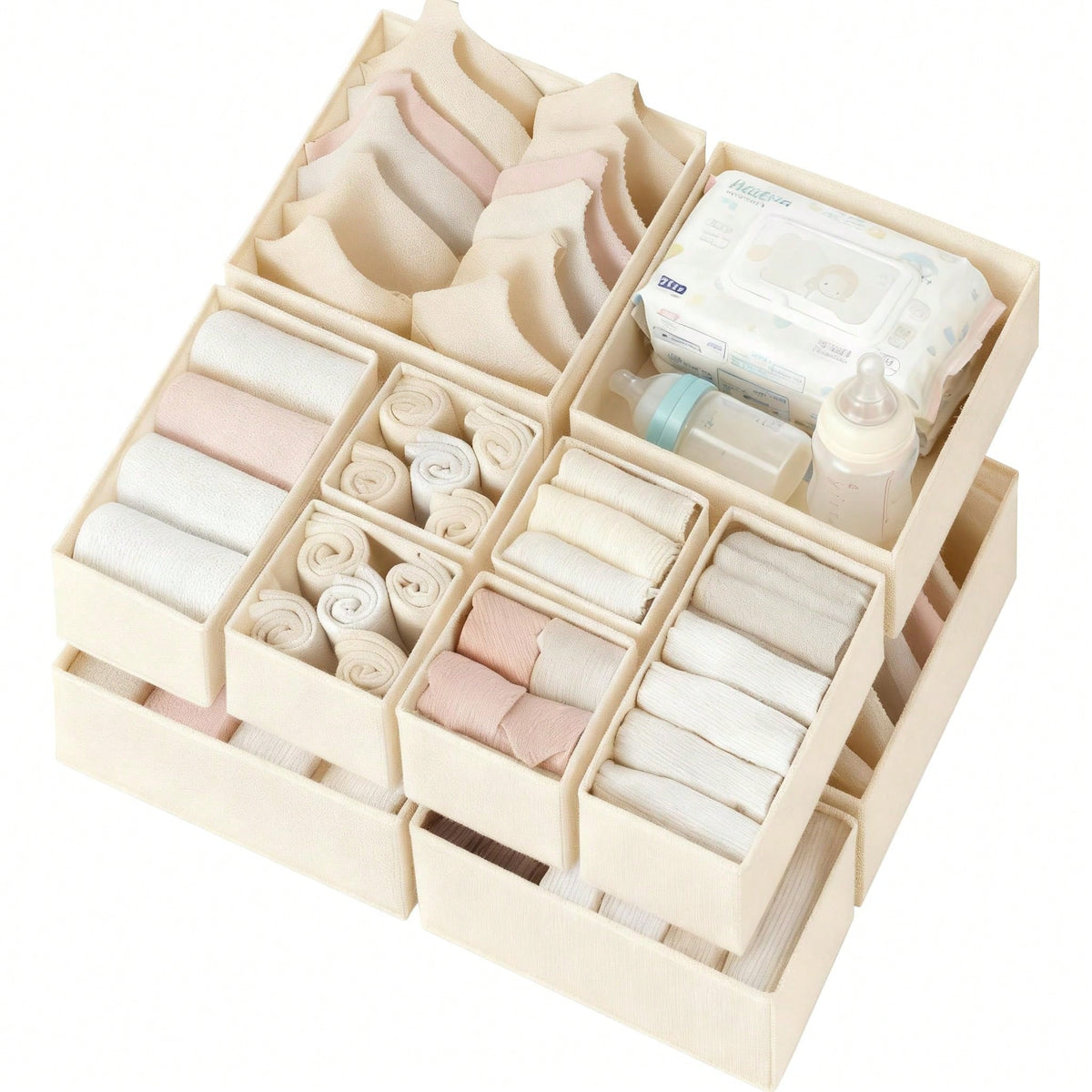 Oaoleer 12 Pack Baby Clothes Organizer, Dresser Drawer Organizer For Baby Clothing, Foldable Fabric Closet Drawer Storage Bins