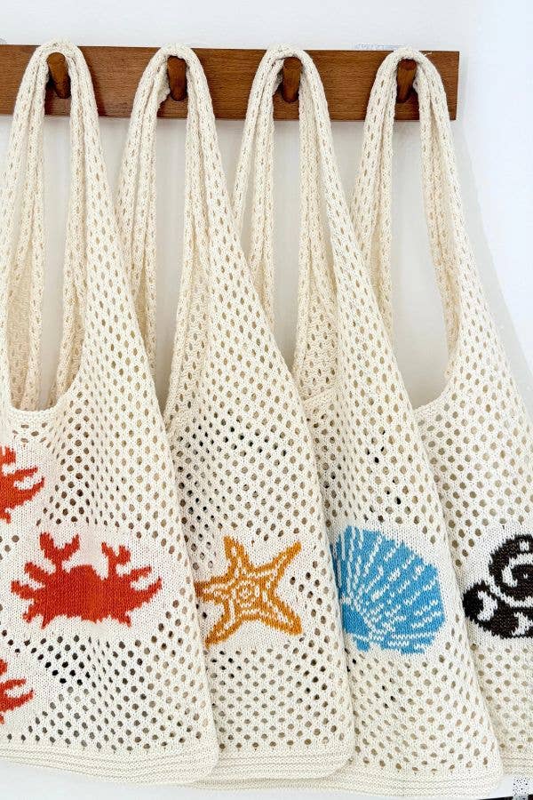 Ocean Theme Crochet Tote Beach Bag