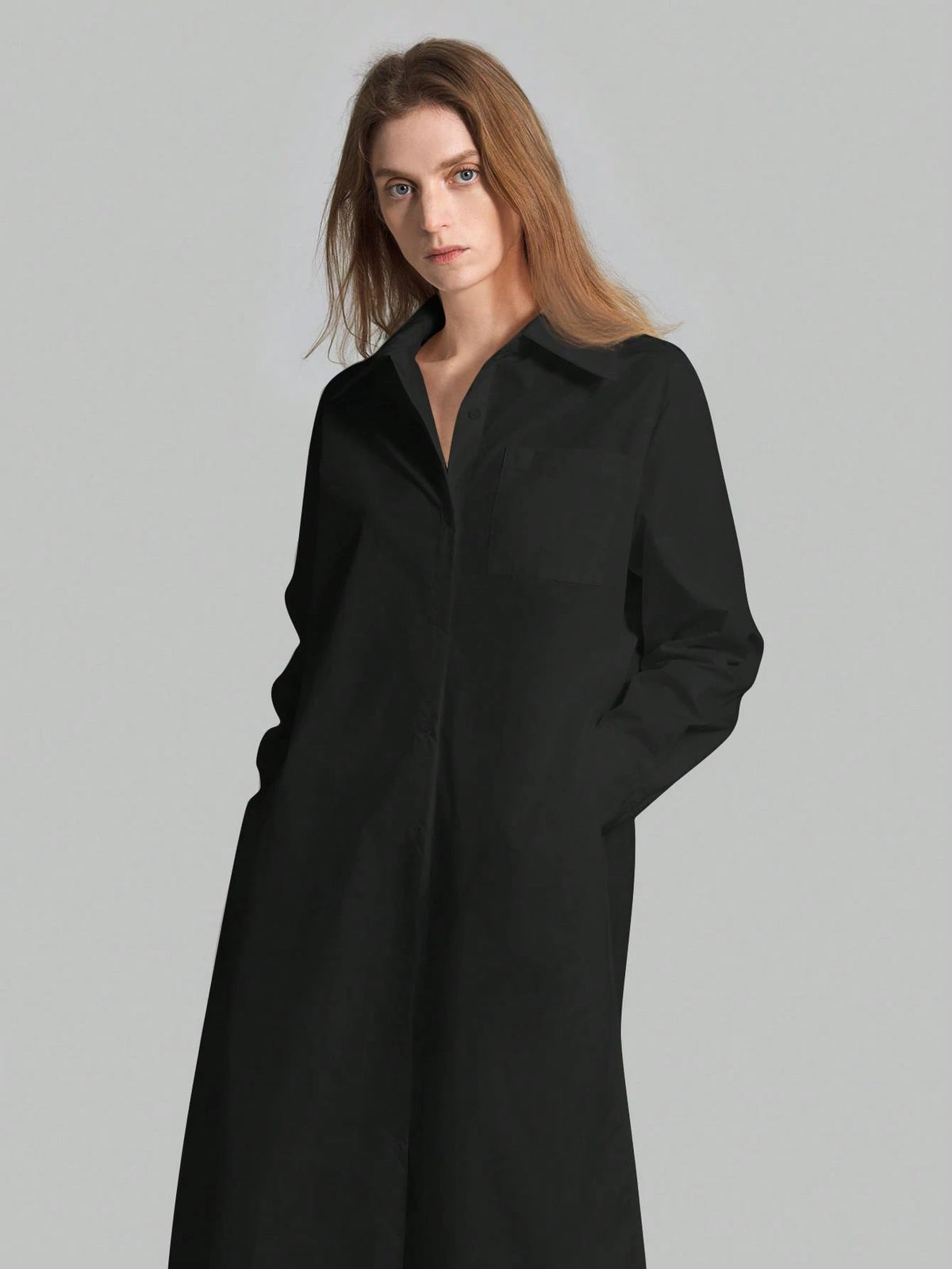 Ontre 2026SS New Women's Casual Loose Solid Black Autumn Chic Everyday Button-Up Shirt,Long Vacation Matching Shirt,Summer Business Office Wear Beach Top