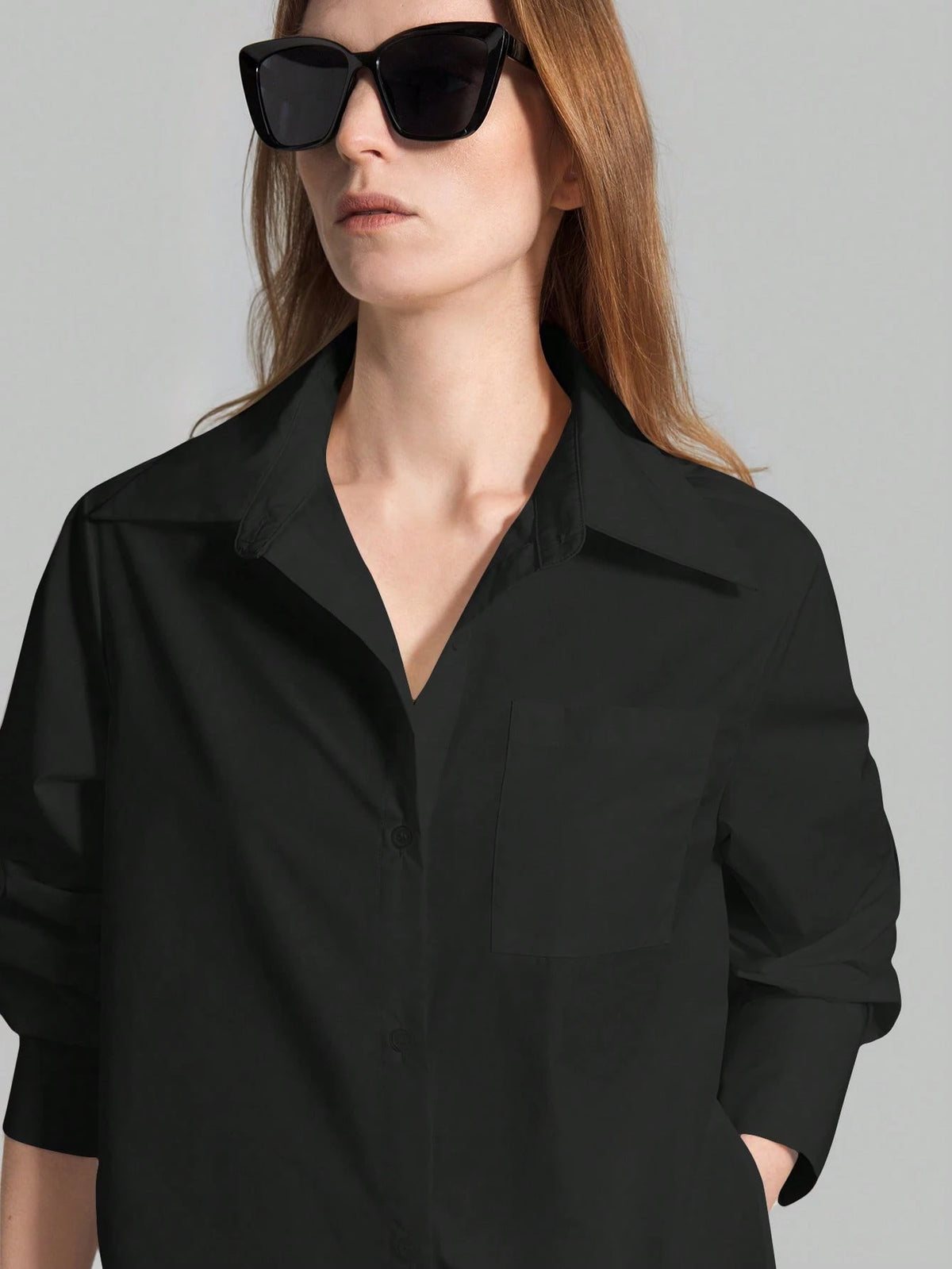 Ontre 2026SS New Women's Casual Loose Solid Black Autumn Chic Everyday Button-Up Shirt,Long Vacation Matching Shirt,Summer Business Office Wear Beach Top
