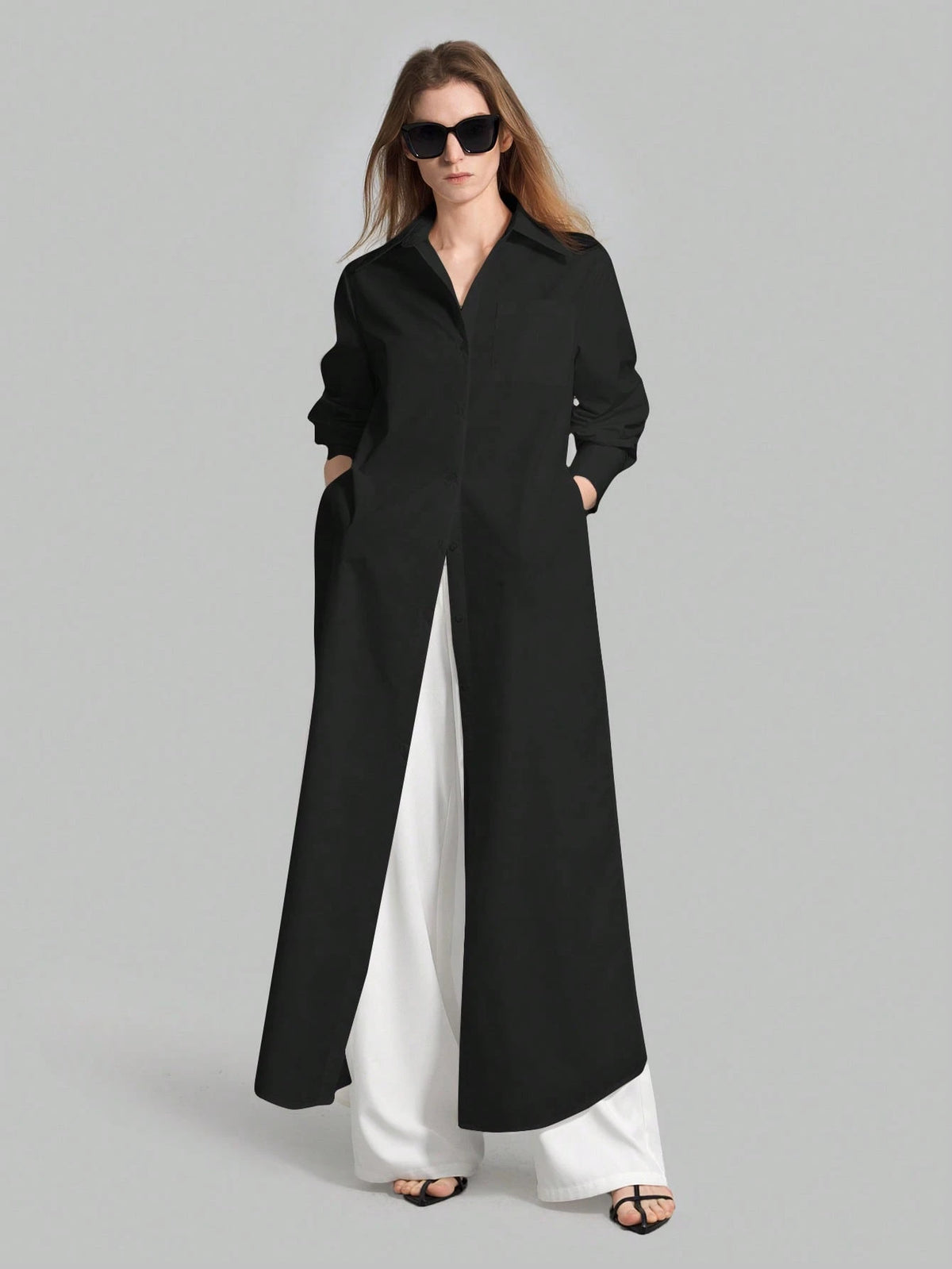 Ontre 2026SS New Women's Casual Loose Solid Black Autumn Chic Everyday Button-Up Shirt,Long Vacation Matching Shirt,Summer Business Office Wear Beach Top