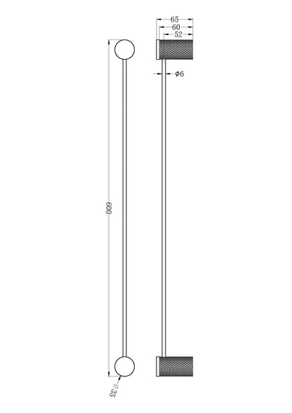 Opal Single Towel Rail 600mm BRUSHED NICKEL 2524-BN Accessories Nero