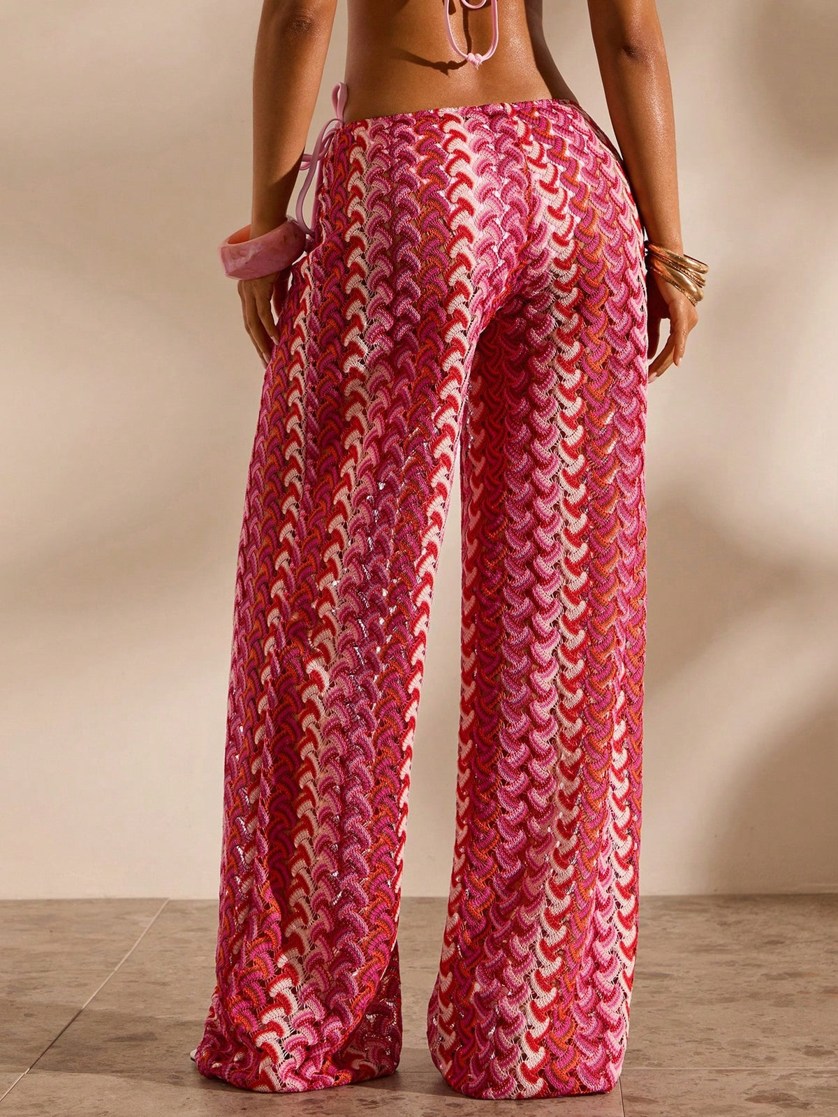 Opulessa Women's Vacation Casual Striped Cover-Up & Pants Set
