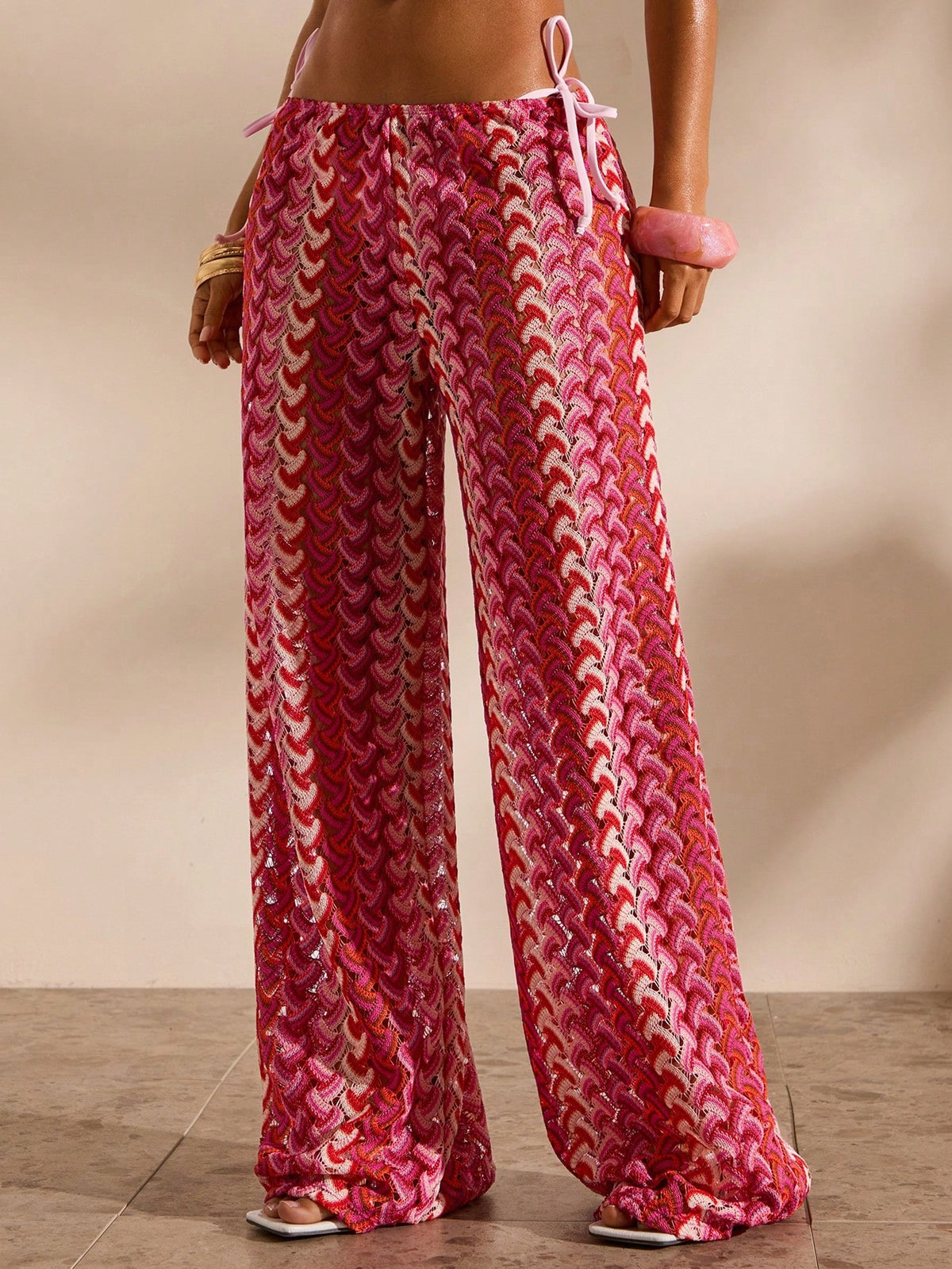 Opulessa Women's Vacation Casual Striped Cover-Up & Pants Set