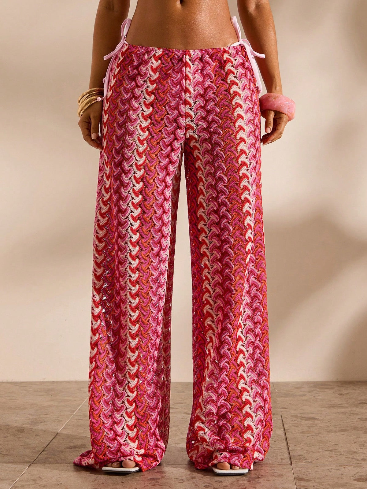 Opulessa Women's Vacation Casual Striped Cover-Up & Pants Set