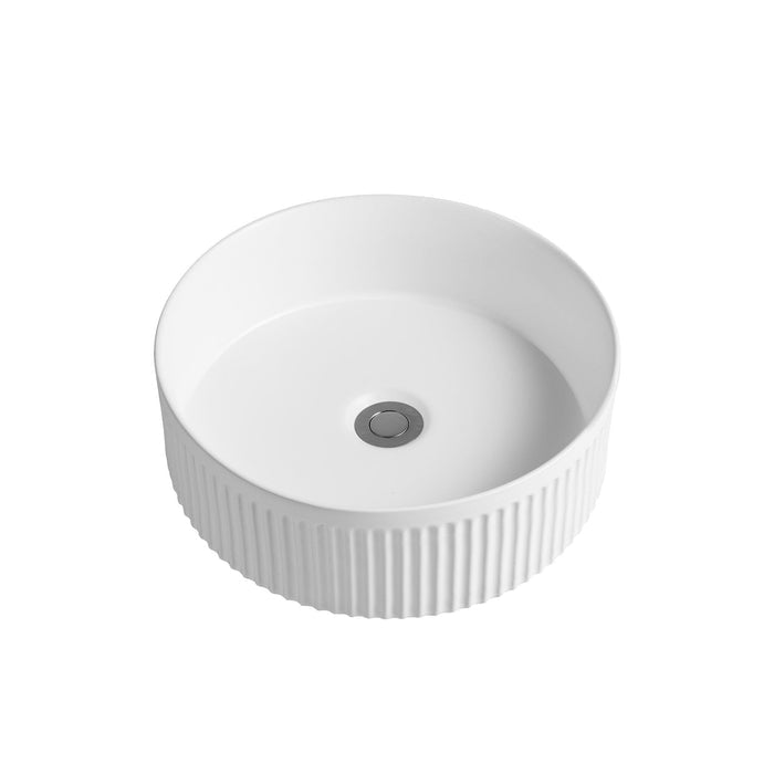 Ori 40 Fluted Above Counter Basin Round Gloss White Basins Arova