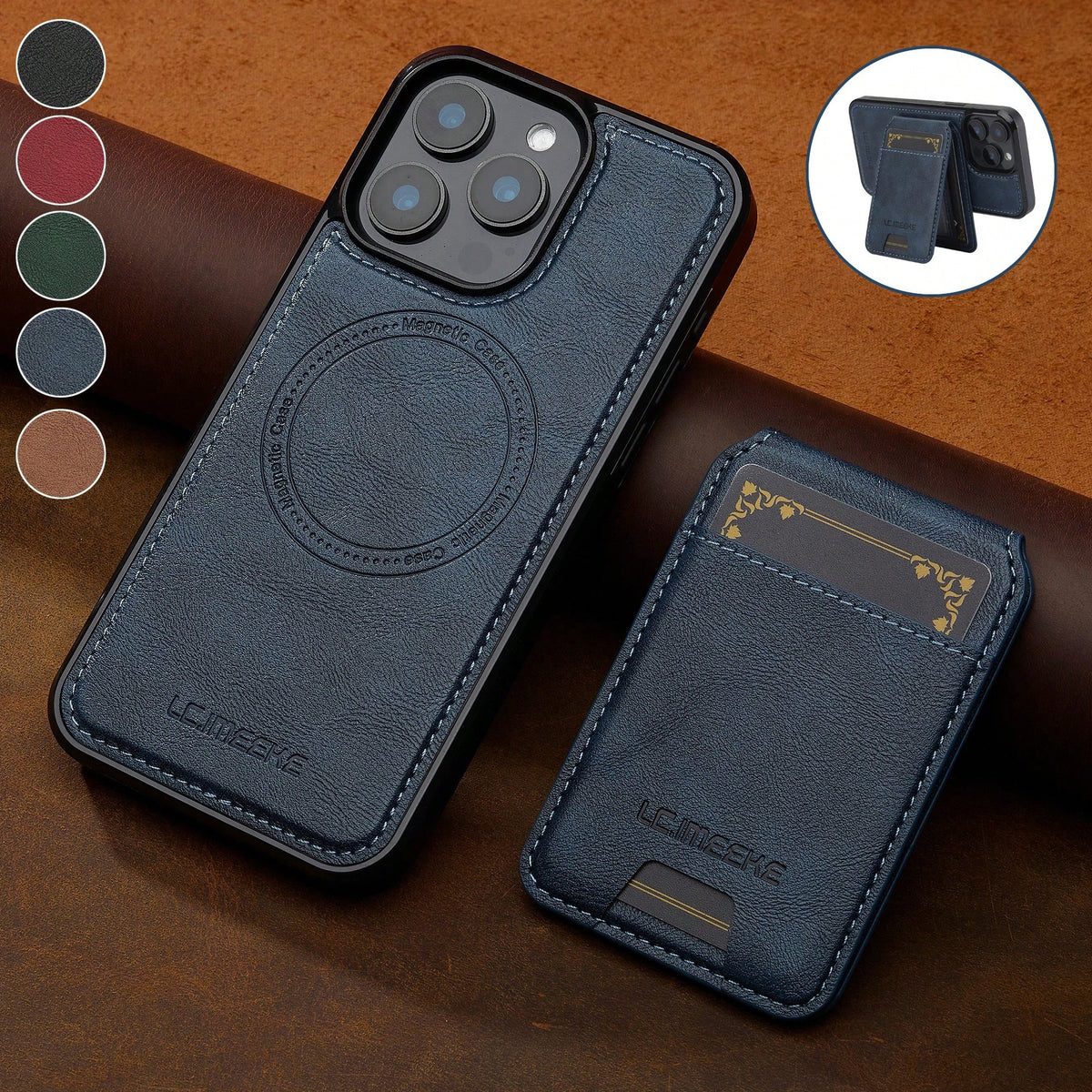 OUKNOEO Detachable Magnetic Wireless Charging Faux Leather Case Compatible With IPhone 18 17e Air 16e 15 14 13 Pro Max S26 S25 Edge S24 UItra Plus A37 A57 Pixel 11 Pro XL 10A 9A 8 7 With Card Box 3 Ca