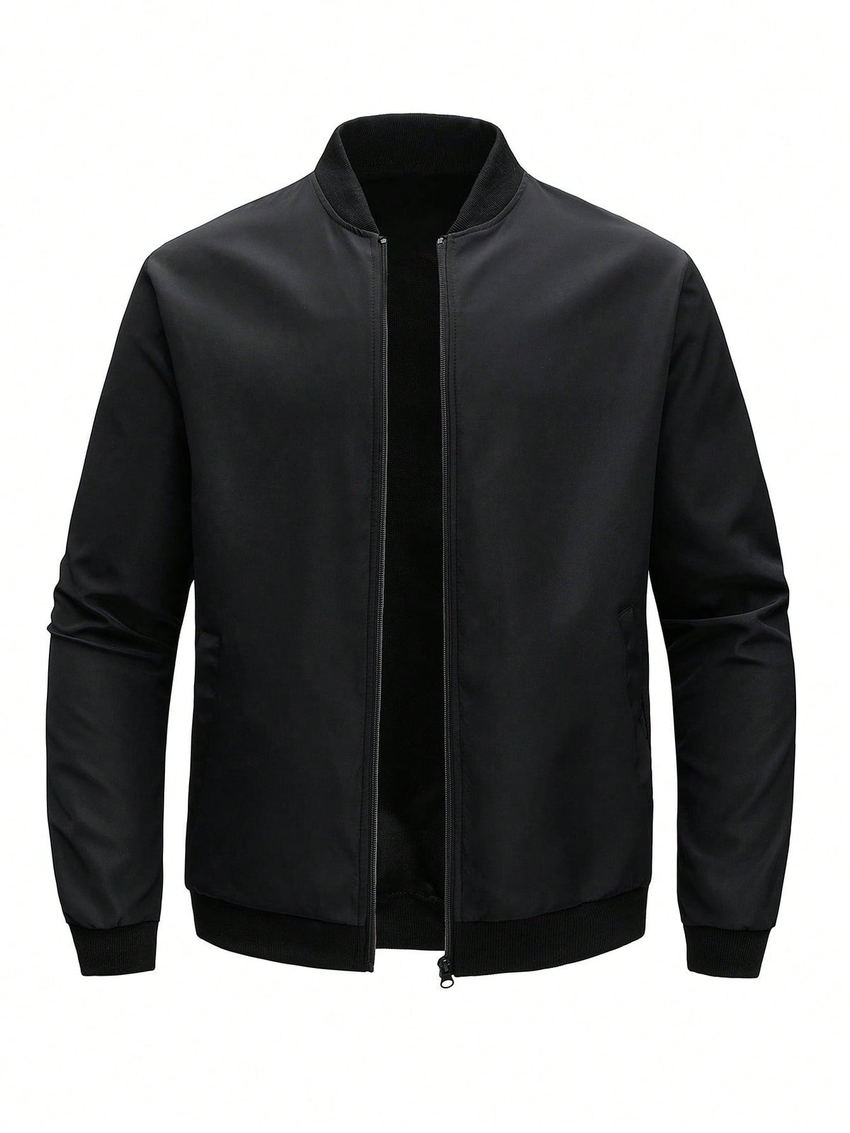 Outdoor Sports Casual Stand Collar Baseball Jacket Solid Color Zipper Jacket