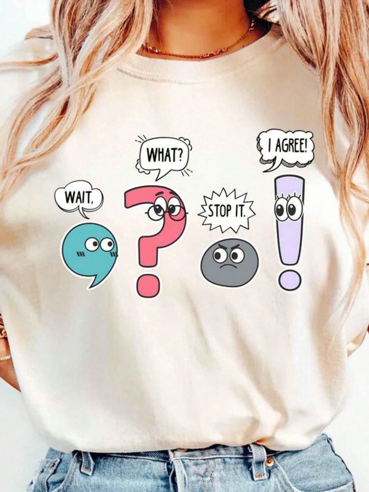 Oversize Funny Grammar Teacher Shirt,Punctuation English Teacher Gift, Wait What Stop It I Agree Shirt,Synonym Rolls Shirt,Teacher Day Shirt