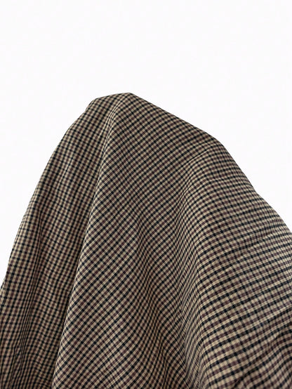 Pariaura Women's Plaid Print Fold Pleated Elegant A-Line Skirt