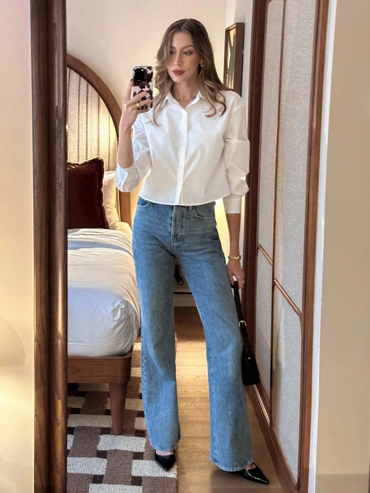 Pariaura Women's Shirt, Ladies Top, Long Sleeve, Autumn/Winter Clothing, Base Shirt, Casual Office Wear, Front Open, Graduation, Short Style Blouse