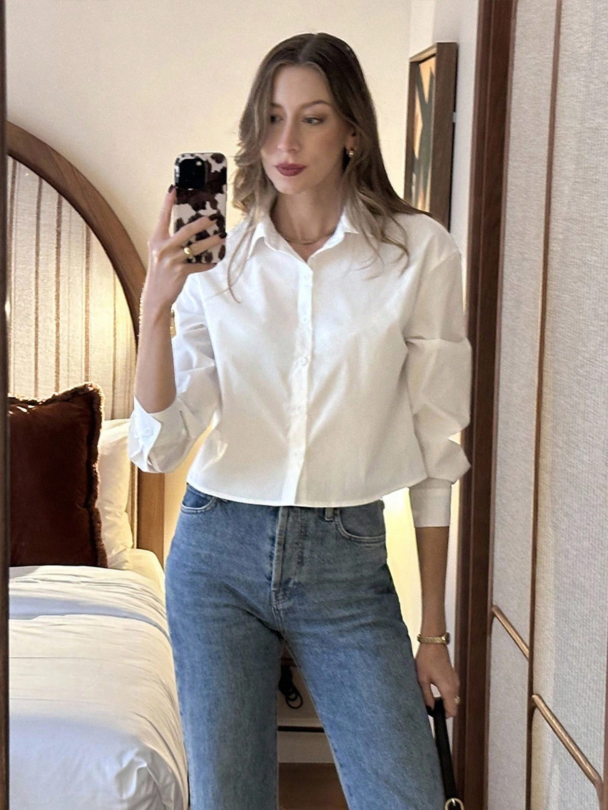 Pariaura Women's Shirt, Ladies Top, Long Sleeve, Autumn/Winter Clothing, Base Shirt, Casual Office Wear, Front Open, Graduation, Short Style Blouse