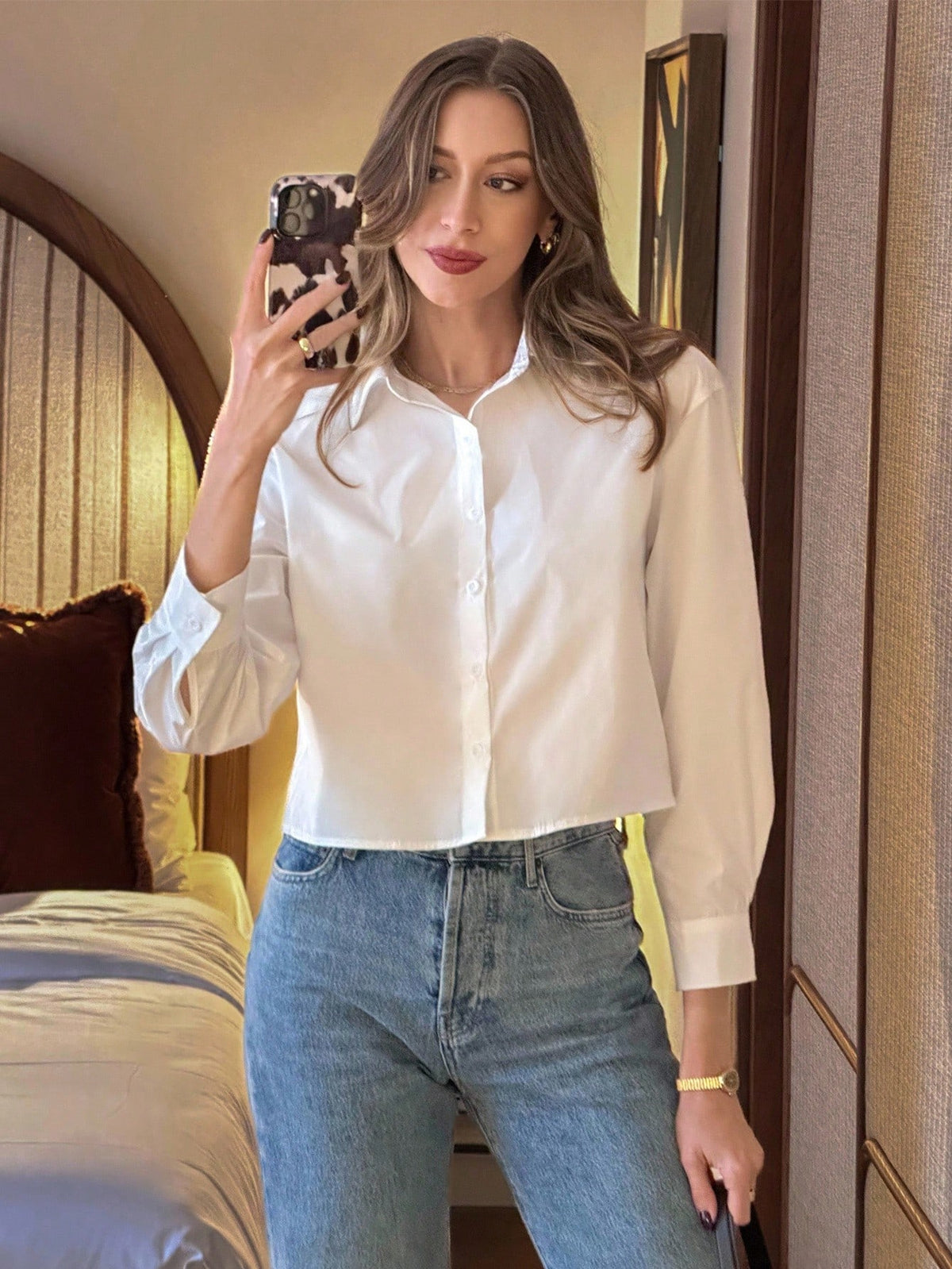 Pariaura Women's Shirt, Ladies Top, Long Sleeve, Autumn/Winter Clothing, Base Shirt, Casual Office Wear, Front Open, Graduation, Short Style Blouse