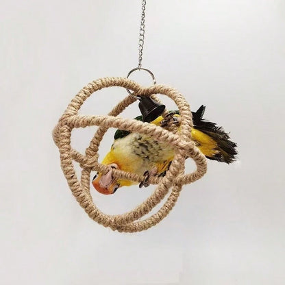 Parrot Toys- Spherical Swing, Climbing Net, Chew & Grind Accessories, Suitable For Cockatiel, Lovebird, Cage Decor