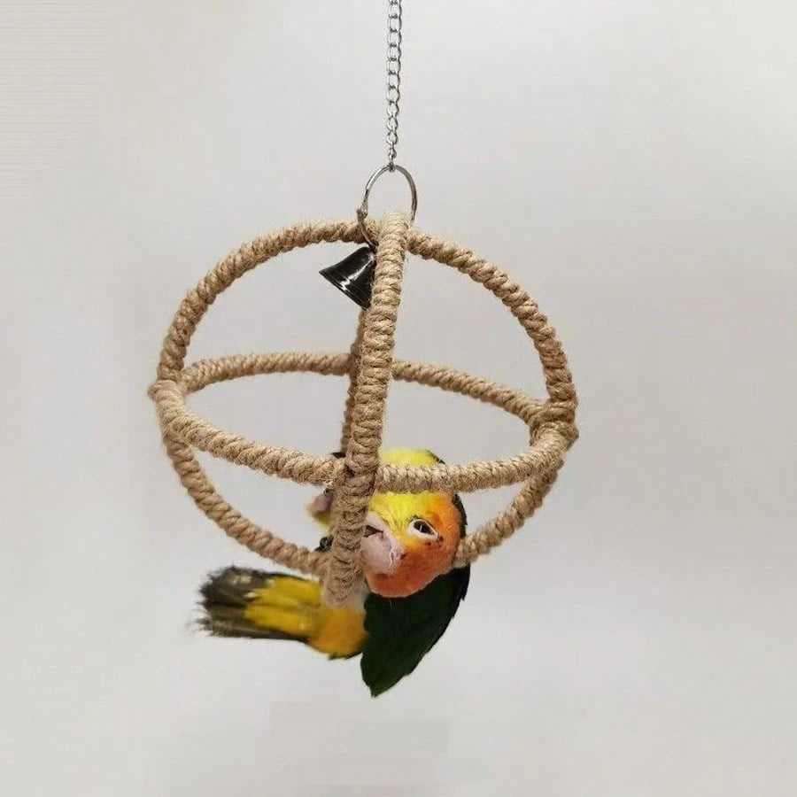Parrot Toys- Spherical Swing, Climbing Net, Chew & Grind Accessories, Suitable For Cockatiel, Lovebird, Cage Decor